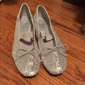 Zara Silver Sequin Ballet Flats
